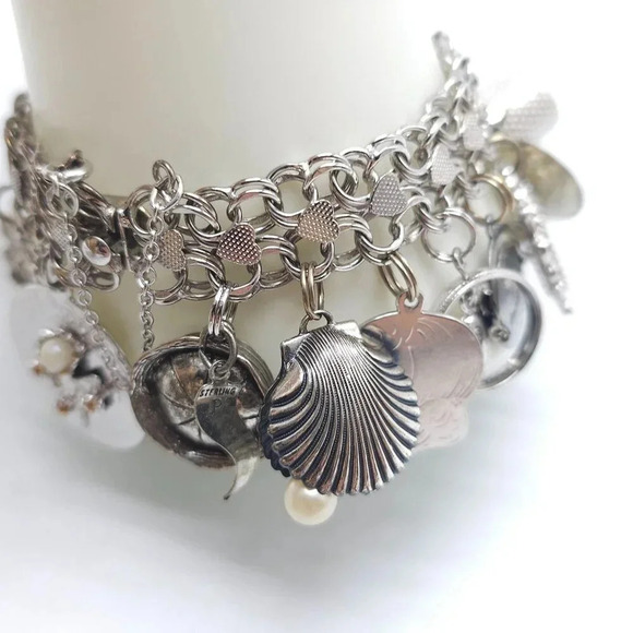 Vintage Sterling Silver Charm Bracelet Huge Travel Collection Rare 1950s 60s MCM - Picture 4 of 16